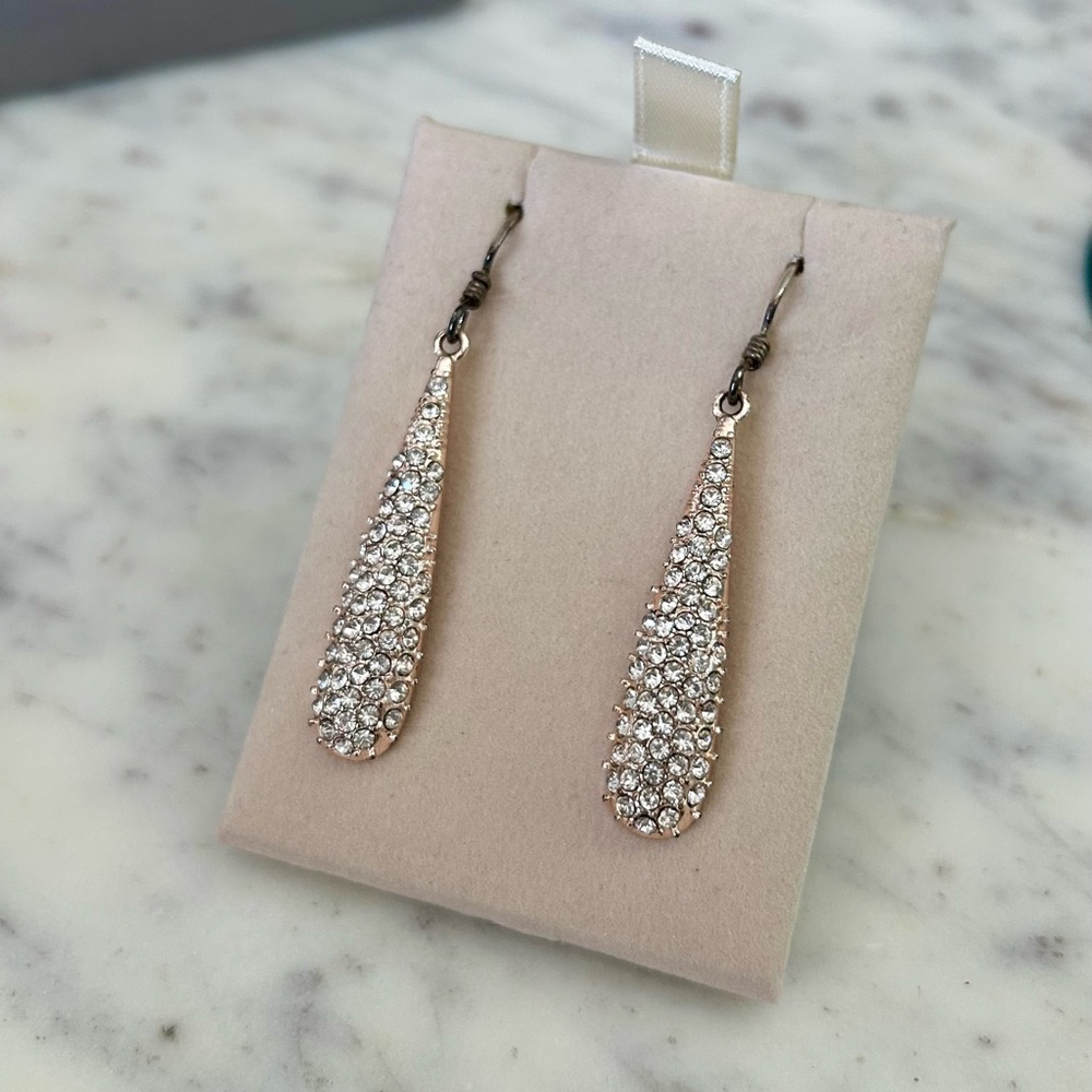 Diamond and rose gold drop earrings on sterling silver backs